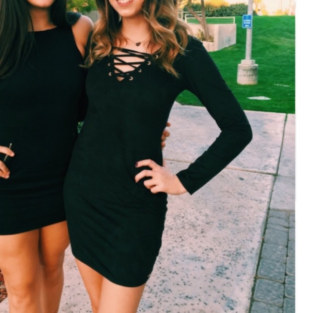 Guess Long Sleeve Velvet Dress